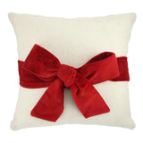 Red Velvet Bow Pillow-15x15