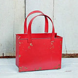 Distressed Red Metal Tote