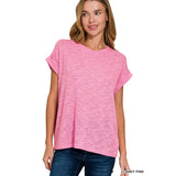 Slub Roll Up Sleeve Top