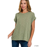 Slub Roll Up Sleeve Top