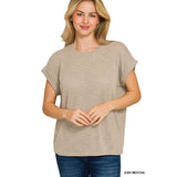 Slub Roll Up Sleeve Top