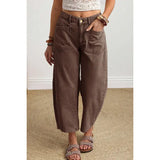 Solid Square Barrel Jeans