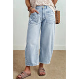 Solid Square Barrel Jeans