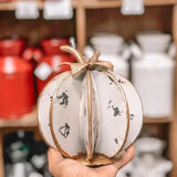 Gold White Speckled Metal Pumpkin