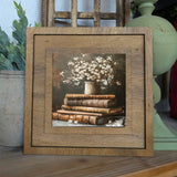 Framed Books with Flowers Canvas Art