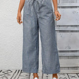 Striped High Waist Leg Pants