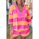 Half Zip Striped Tee