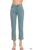 Acid Washed High Waisted Ankle Pants