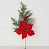 18" Red Velvet Spray w/ Poinsettia