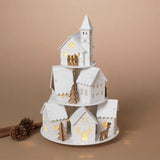 11.6"H Lighted & Wind Up Musical Laser Cut Rotating Village Scene