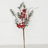 14" Vintage Flocked Boxwood w/ Red Berries