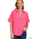 Collared Airflow V Neck Top