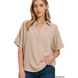 Collared Airflow V Neck Top
