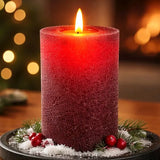 Red Frosted Moving Flame Candle