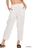 Woven Crepe Elastic Waist Pants