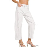 White High Rise Barrel Jeans
