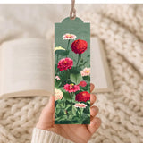 Wood Bookmark Vintage Zinnias