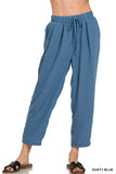 Woven Crepe Elastic Waist Pants