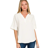 Collared Airflow V Neck Top
